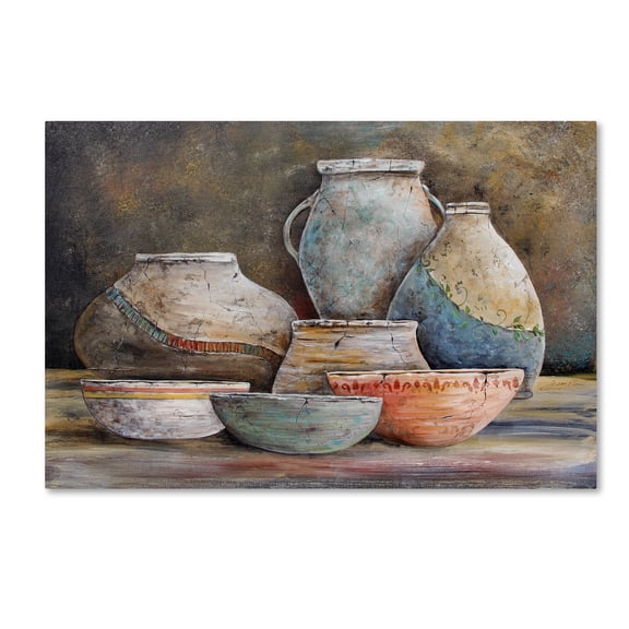 Trademark Fine Art Jean Plout Clay Pottery Still Life 1 Canvas Wall Art - 12x19