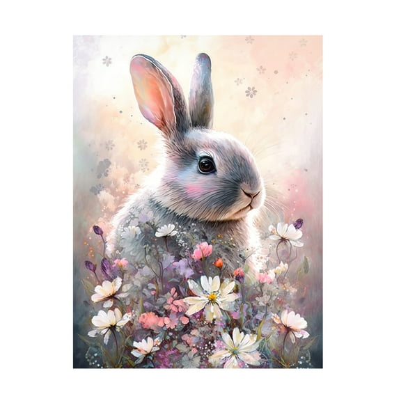 Bilge Paksoylu 'Rabbit And Flowers 2' Canvas Art