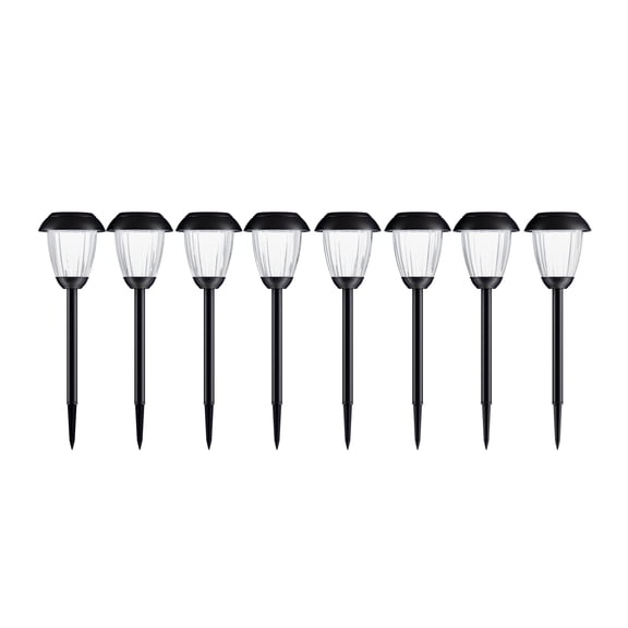 Pure Garden 8-Piece Solar Outdoor Lights Set for Landscape Lighting (Black)