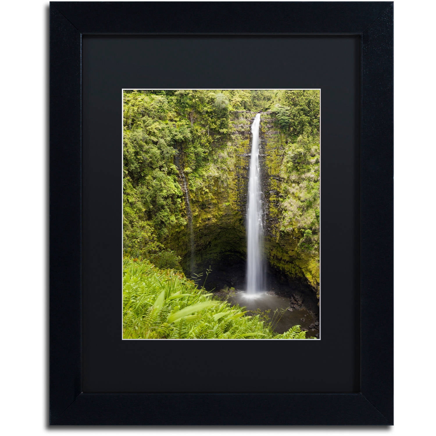 Chris Moyer 'Akaka Falls' Black Matted Framed Art