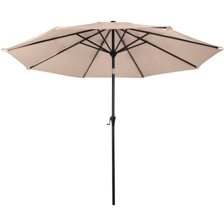 Pure Garden 10FT Patio Umbrella with Auto Tilt and Vented Canopy (Sand)