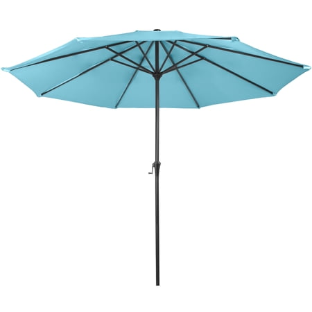 Pure Garden 9FT Outdoor Vented Patio Umbrella with Easy Crank (Blue)