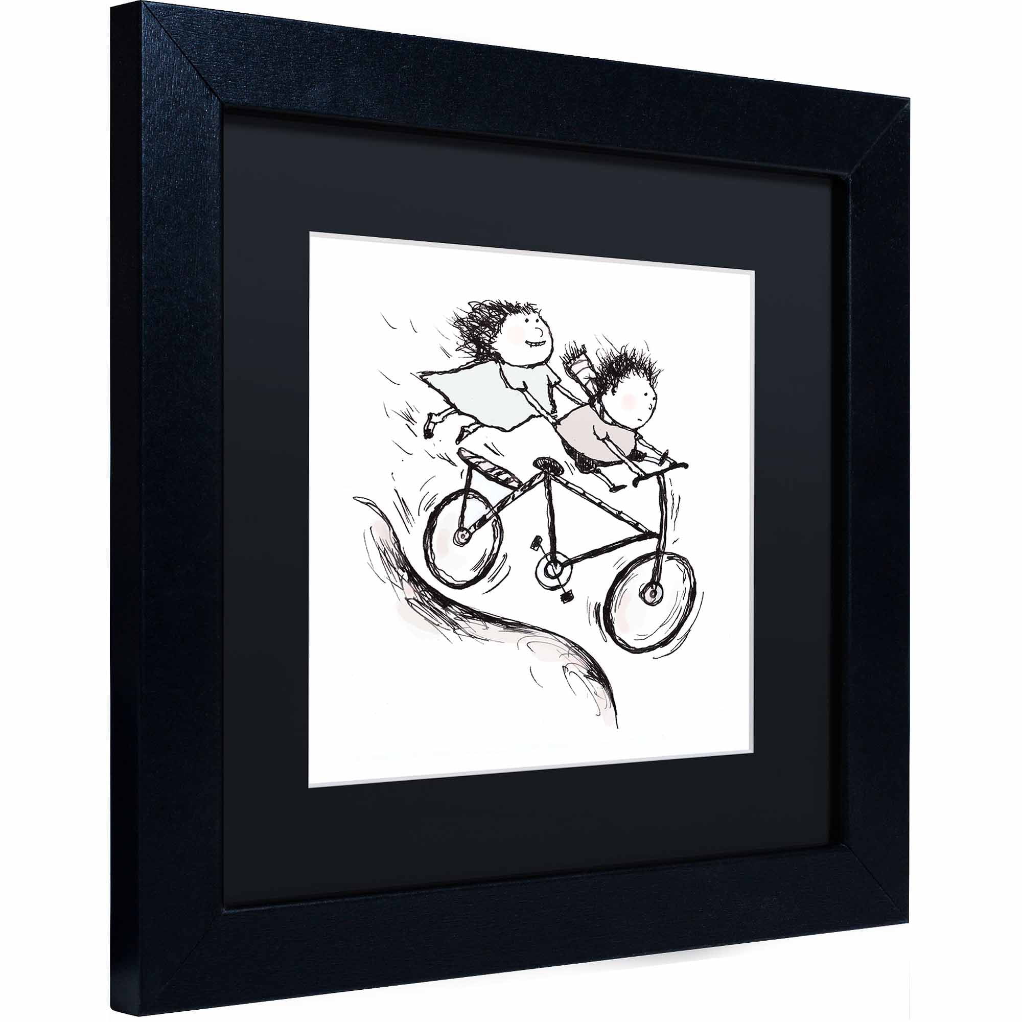 Carla Martell 'Bike Kids' Black Matted Framed Art