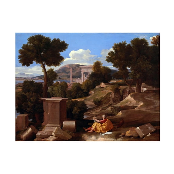 Nicolas Poussin 'Landscape With Saint John On Patmos' Canvas Art