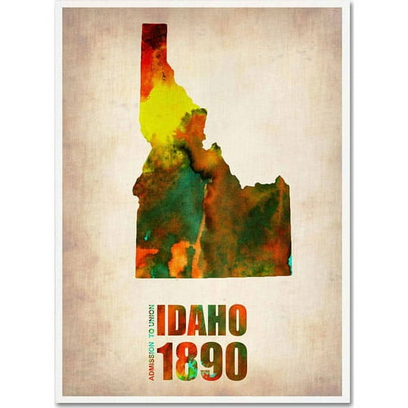 Trademark Fine Art Naxart Idaho Watercolor Map Canvas Wall Art - 24x32