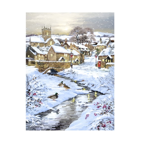 The Macneil Studio 'Winter Village Stream' Canvas Art