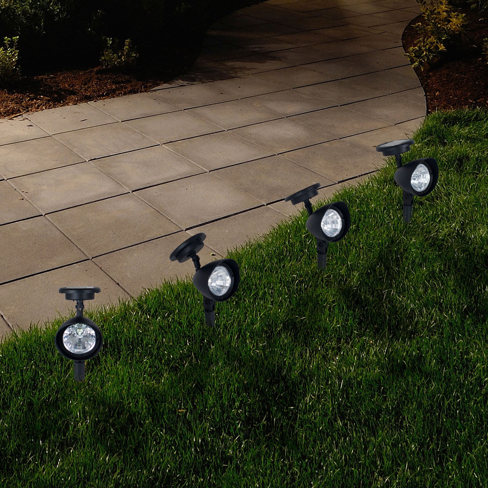 Black Weather-Resistant LED Solar Outdoor Pathway Lights, 4-Pack