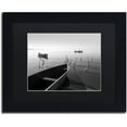 thumbnail image 1 of Moises Levy 'Herons and 3 Boats' Black Matted Framed Art, 1 of 2