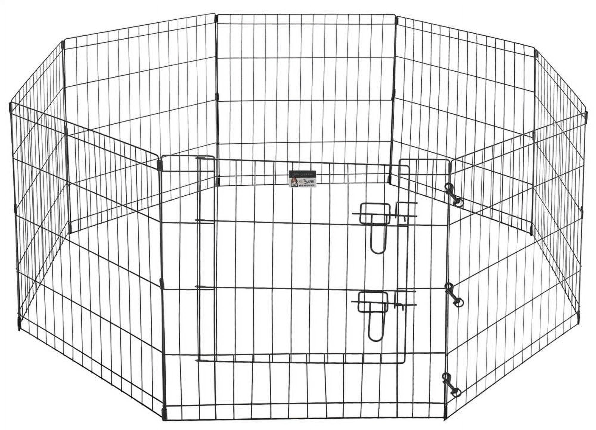 Black Metal Foldable Pet Exercise Playpen with Gate