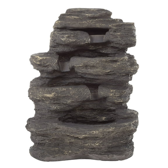 Pure Garden 3-Tier Faux Rock Cascading Outdoor Waterfall Fountain
