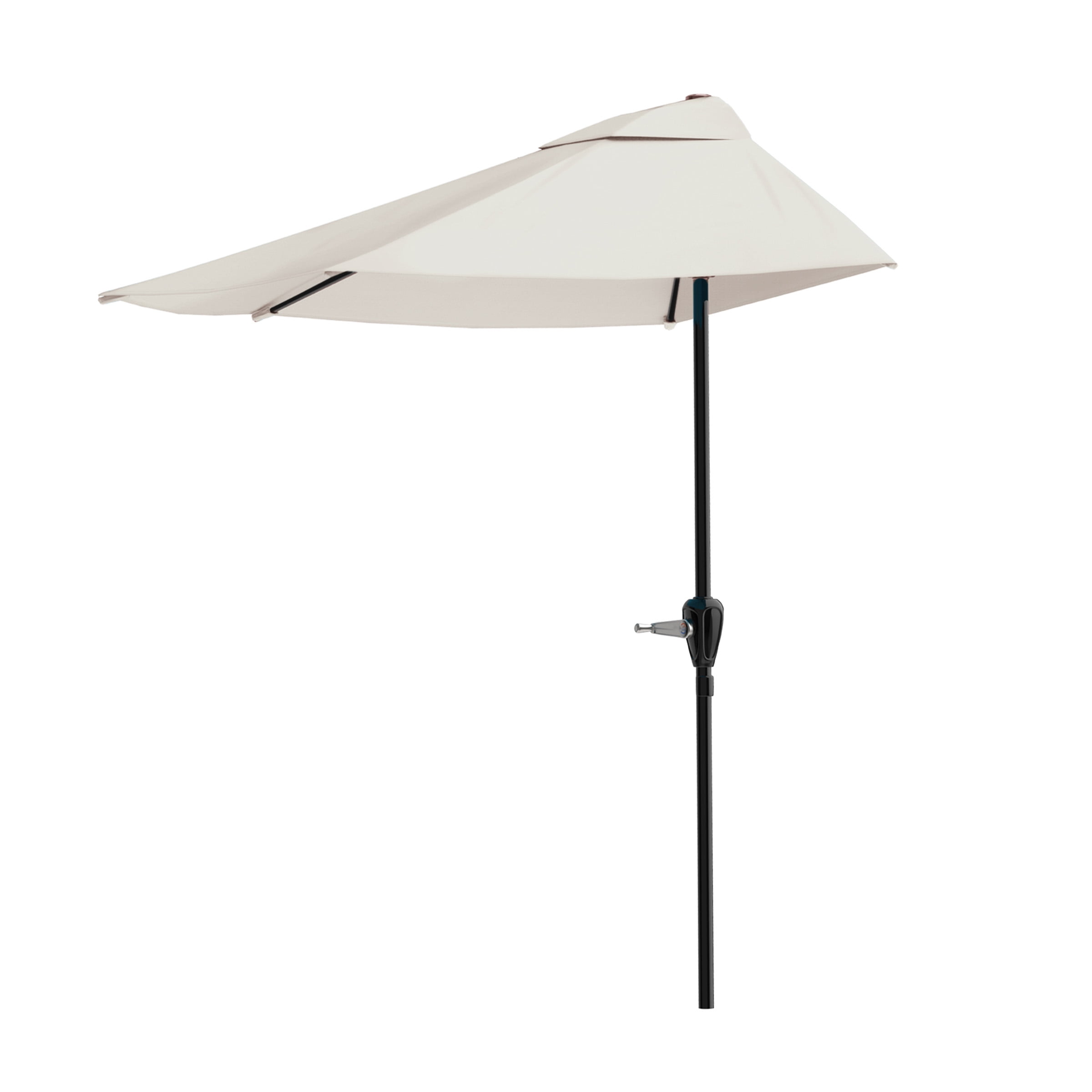 Tan 9' Hexagon Table Patio Umbrella with Black Steel Pole