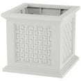 thumbnail image 1 of Pure Garden Outdoor Rattan Style Planter Box - 14.65-Inch Plant Pot, White, 1 of 11