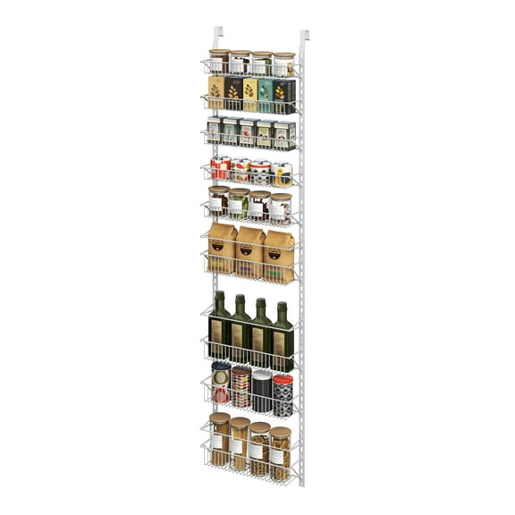 Home-Complete 9-Tier Over the Door Organizer with Adjustable Shelves, White