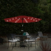 Pure Garden 10 ft Patio Umbrella with LED Solar Lights and UV 30 , Red