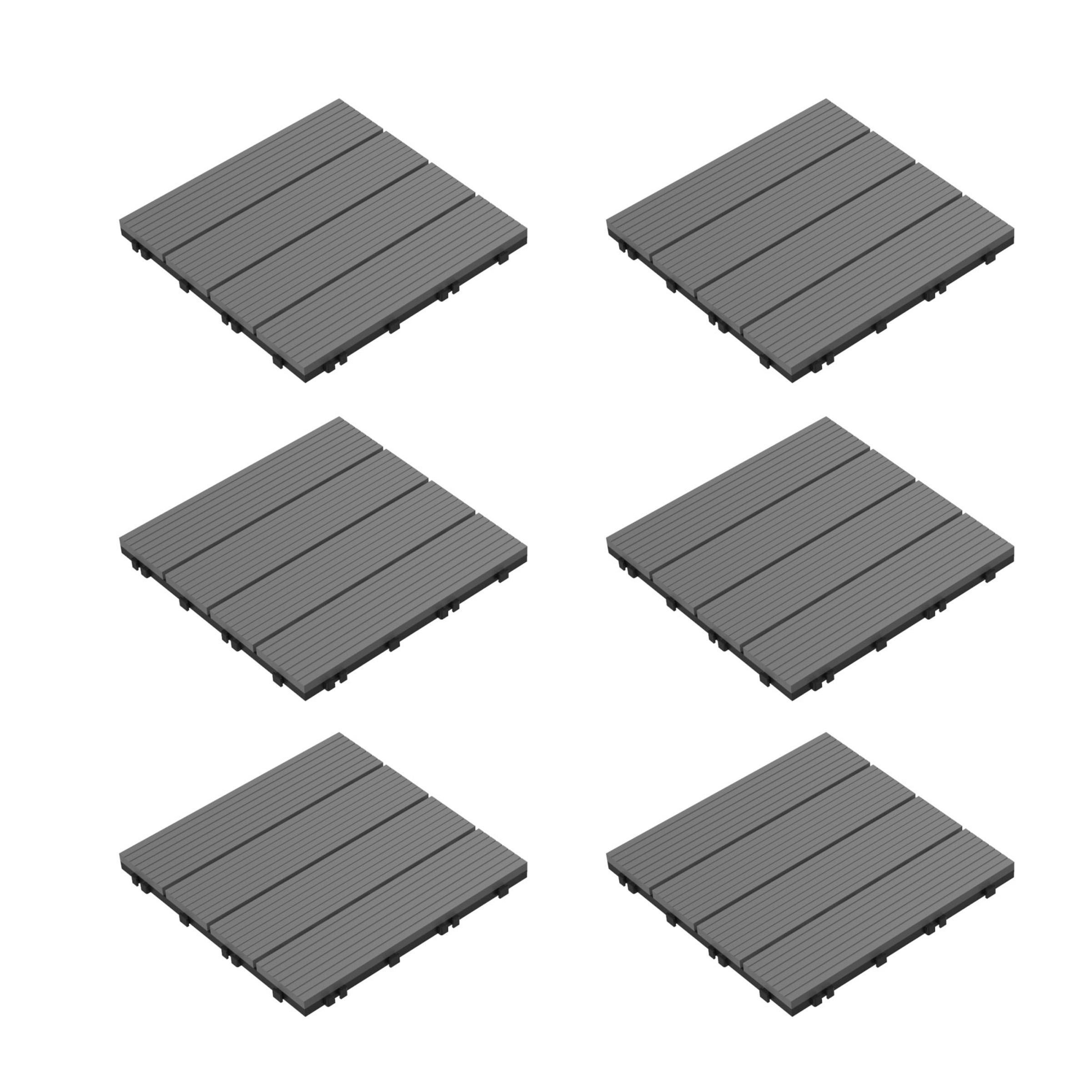 Pure Garden 6-Pack of Interlocking Weather-Resistant Deck Tiles (Dark Gray)