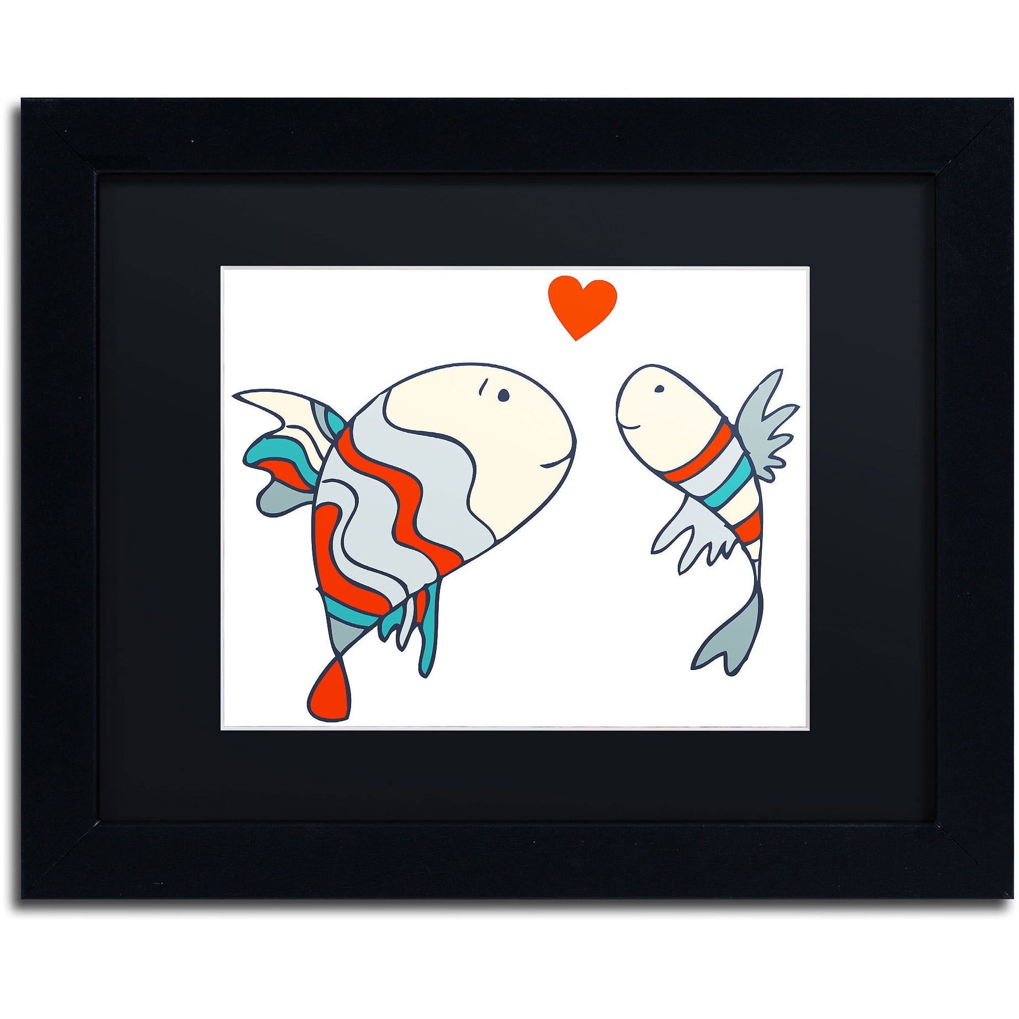 Carla Martell 'Two Little Fish' Black Matted Framed Art