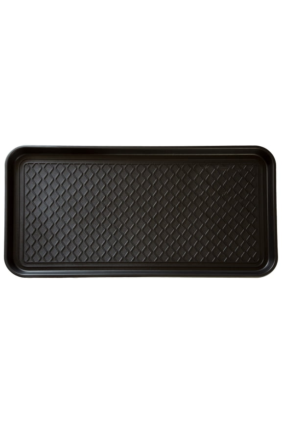 All-Weather Indoor/Outdoor Large Boot Tray with Edge (Black)