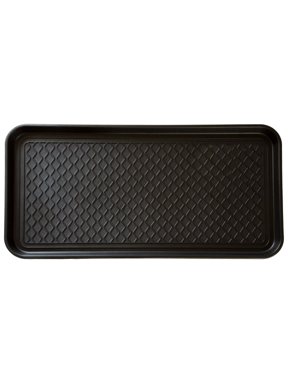 All-Weather Indoor/Outdoor Large Boot Tray with Edge (Black)