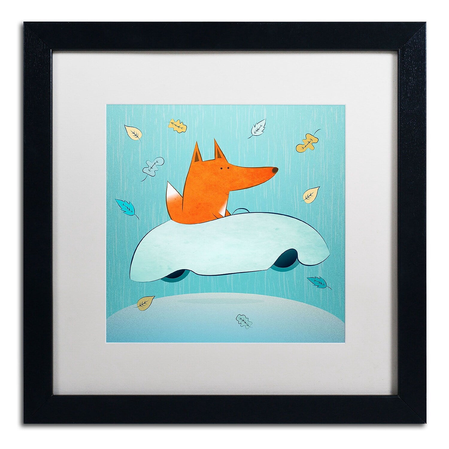 Carla Martell 'Fox in Car' Matted Framed Art