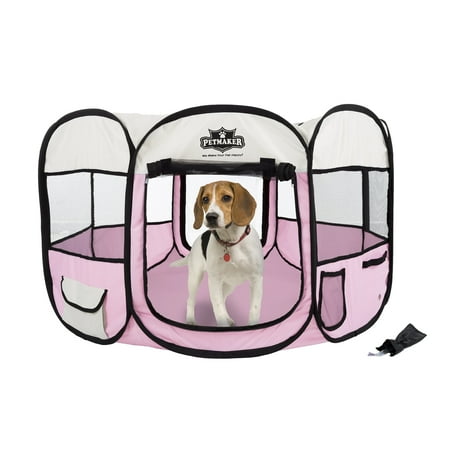 PETMAKER 38x24 Pop-Up Pet Playpen for Small Animals up to 25lbs, Pink