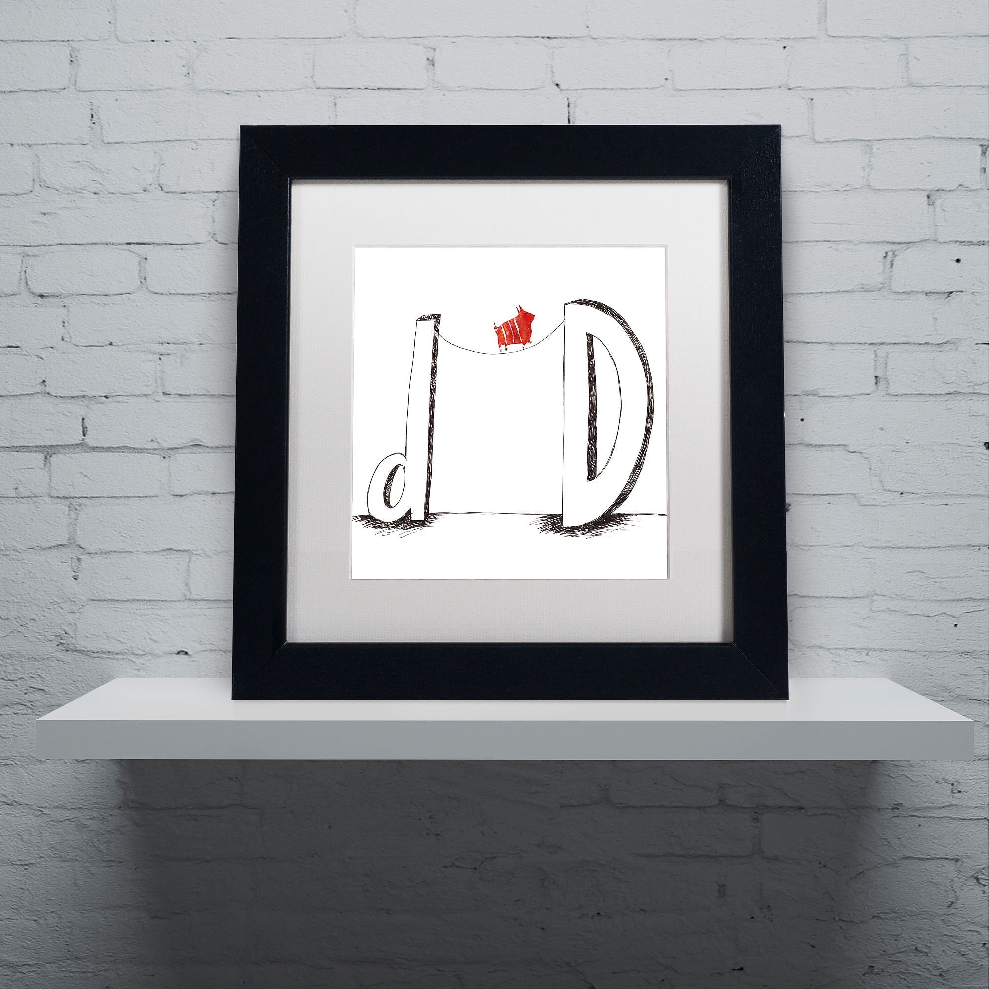 Carla Martell 'D is for Dog' Matted Framed Art