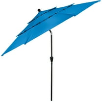 Pure Garden 10 ft Patio Umbrella - 3-Tier Outdoor Sunshade with Tilt, Blue