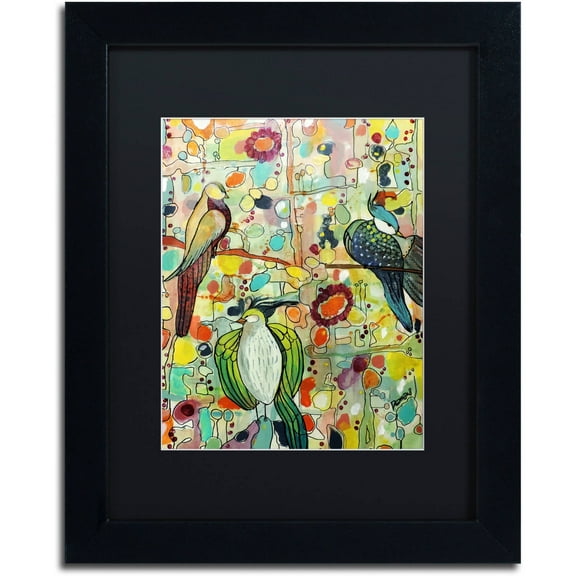 Sylvie Demers 'Assembl茅e' Black Matted Framed Art