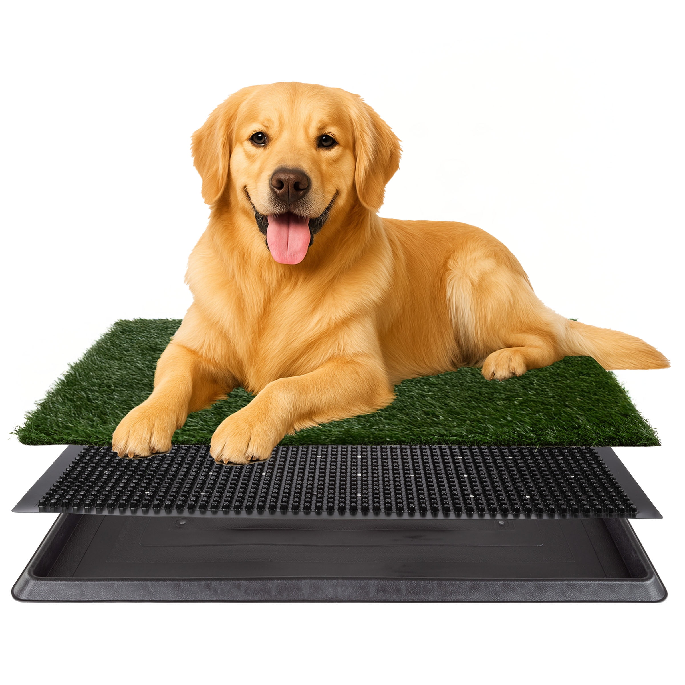 PETMAKER Artificial Grass Puppy Pee Pad for Dogs and Small Pets with Tray - 20x30 inches Washable 3-Layer Reusable Indoor Dog Potty Grass Training Pad, Easy Clean Pet Housebreaking Potty Solution