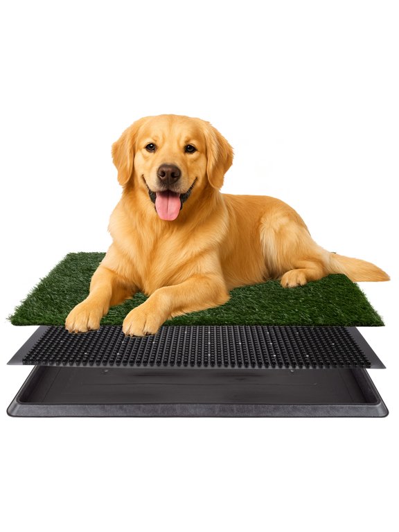 Artificial Grass Puppy Pee Pad for Dogs and Small Pets with Tray - 20x30 inches Washable 3-Layer Reusable Indoor Dog Potty Grass Training Pad, Easy Clean Pet Housebreaking Potty Solution
