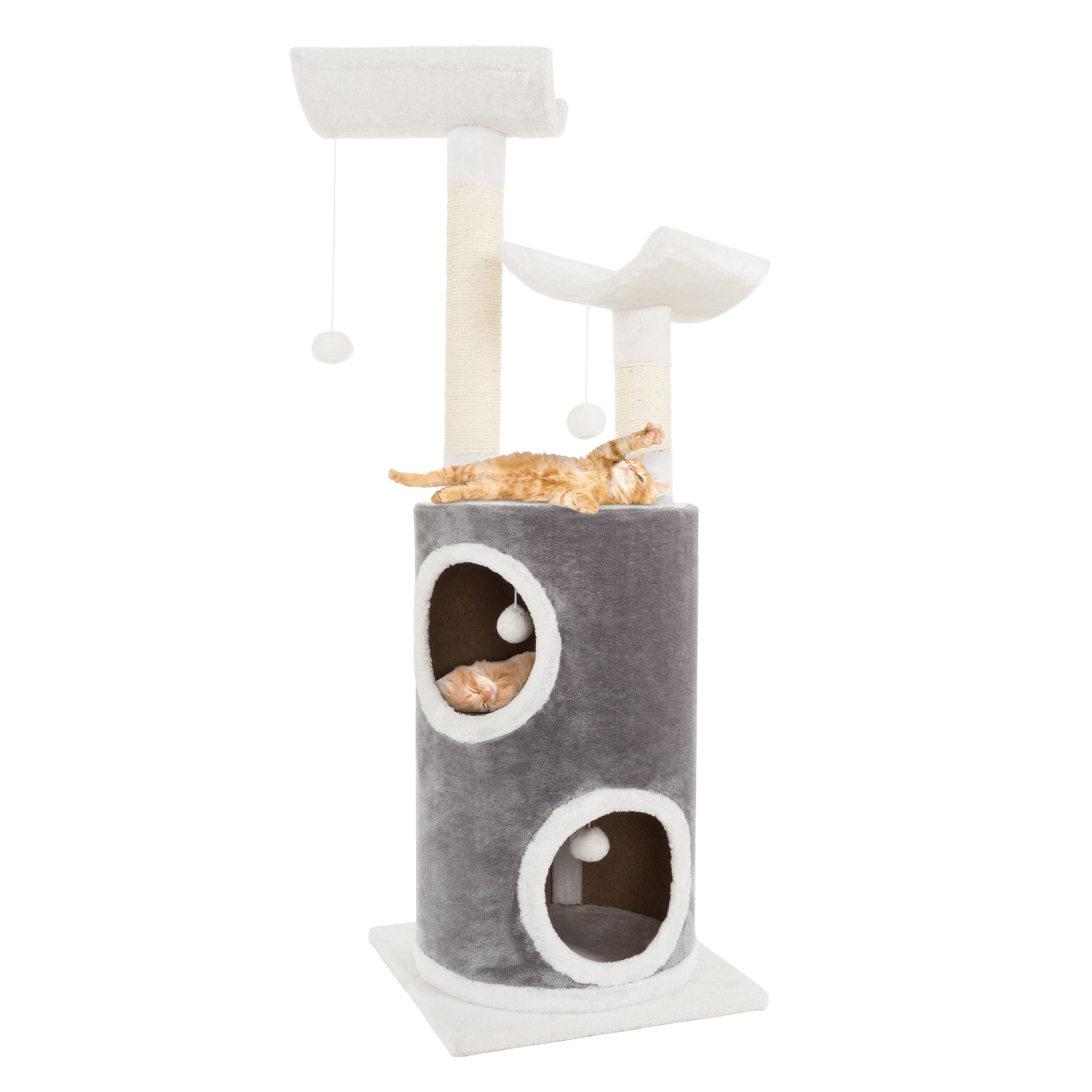 Gray and White 5-Tier Cat Tree with Sisal Scratching Posts