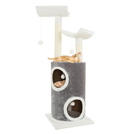 PETMAKER 45in Cat Tree with Perches, Condo, Scratch Posts, and Toys (Gray)