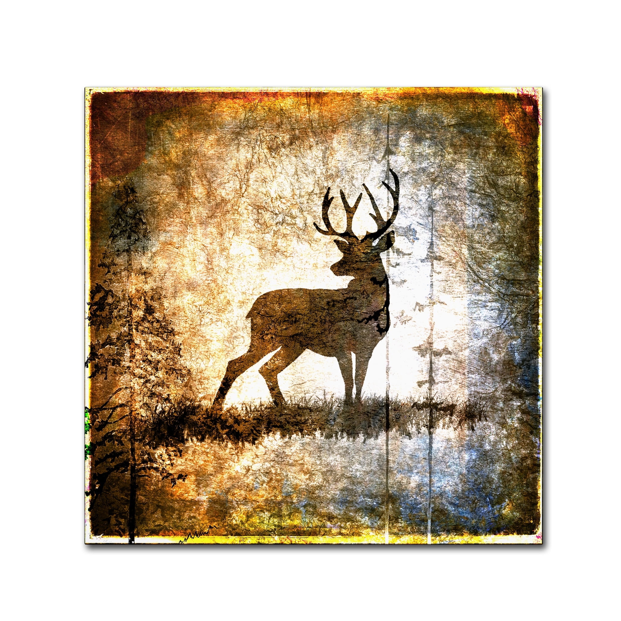 High Country Deer Brown and Distressed Canvas Art