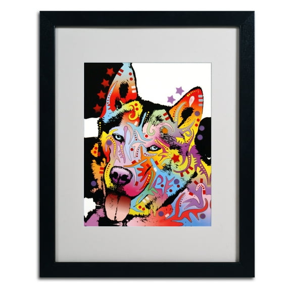 Matted art under acrylic in a black frame