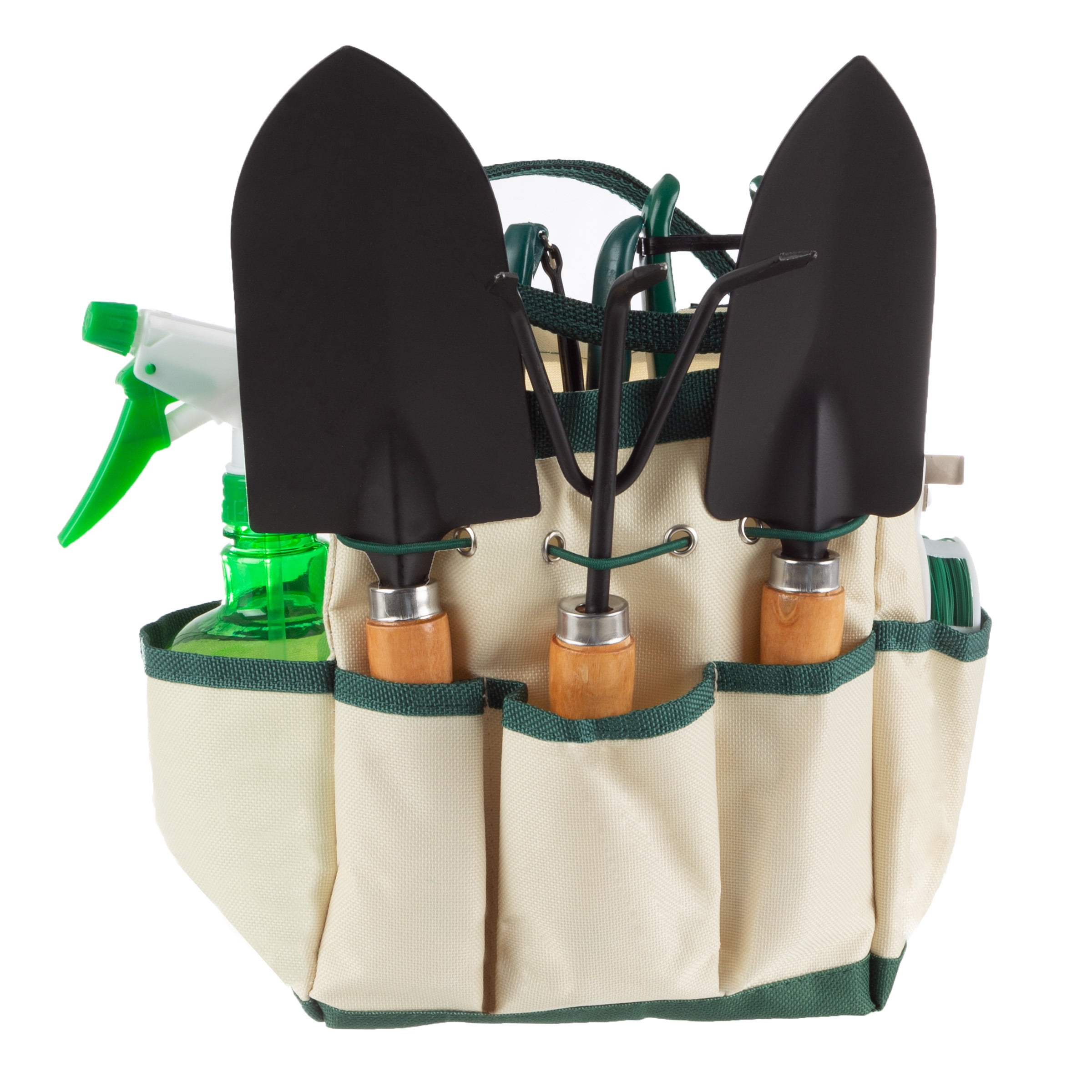 Pure Garden 8-Piece Gardening Hand Tool Set with Canvas Tote (Beige)