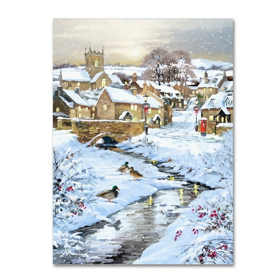 The Macneil Studio 'Winter Village Stream' Canvas Art