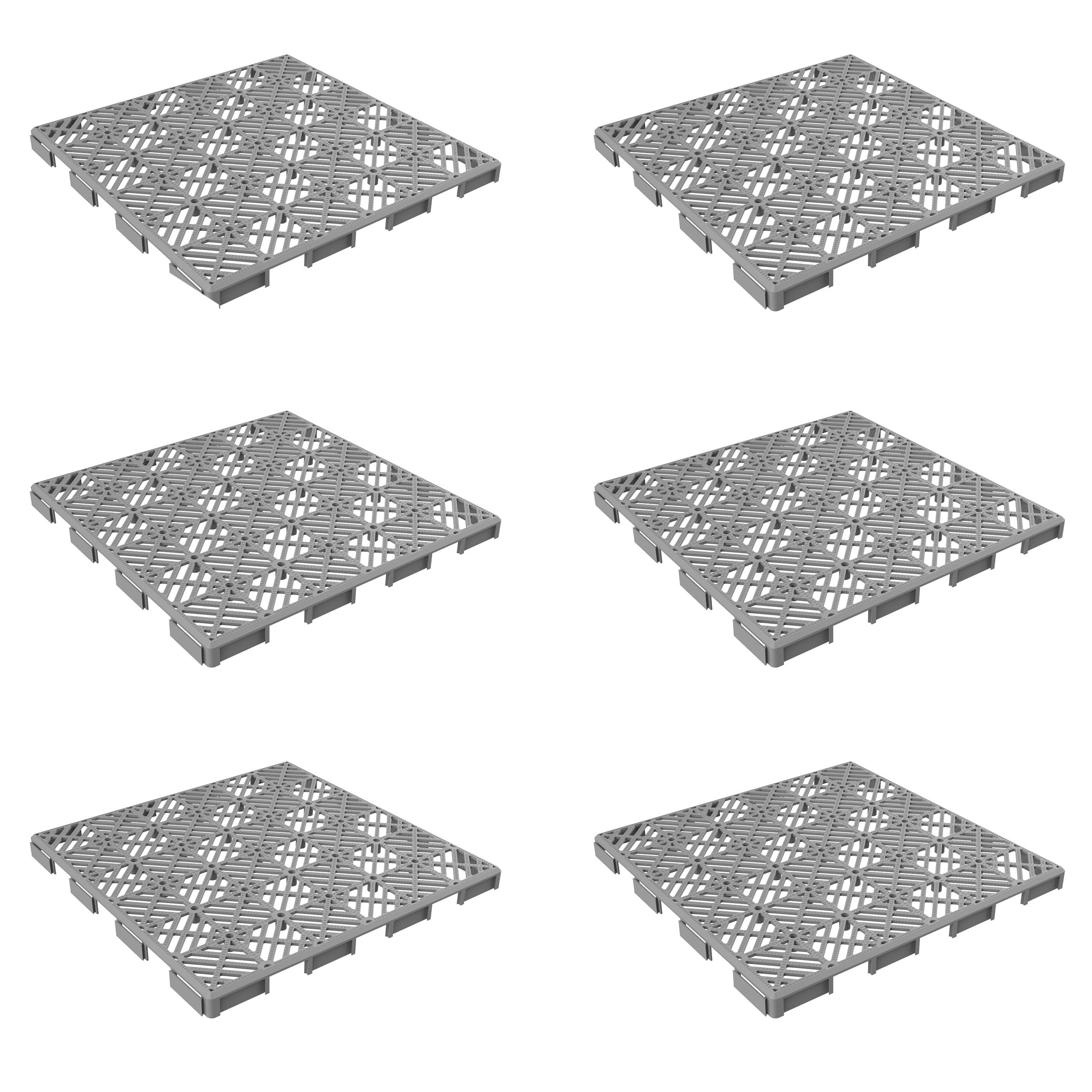 Pure Garden 11.5" Gray Polypropylene Interlocking Floor Mats 5.5 sq ft Coverage Area Easy Installation