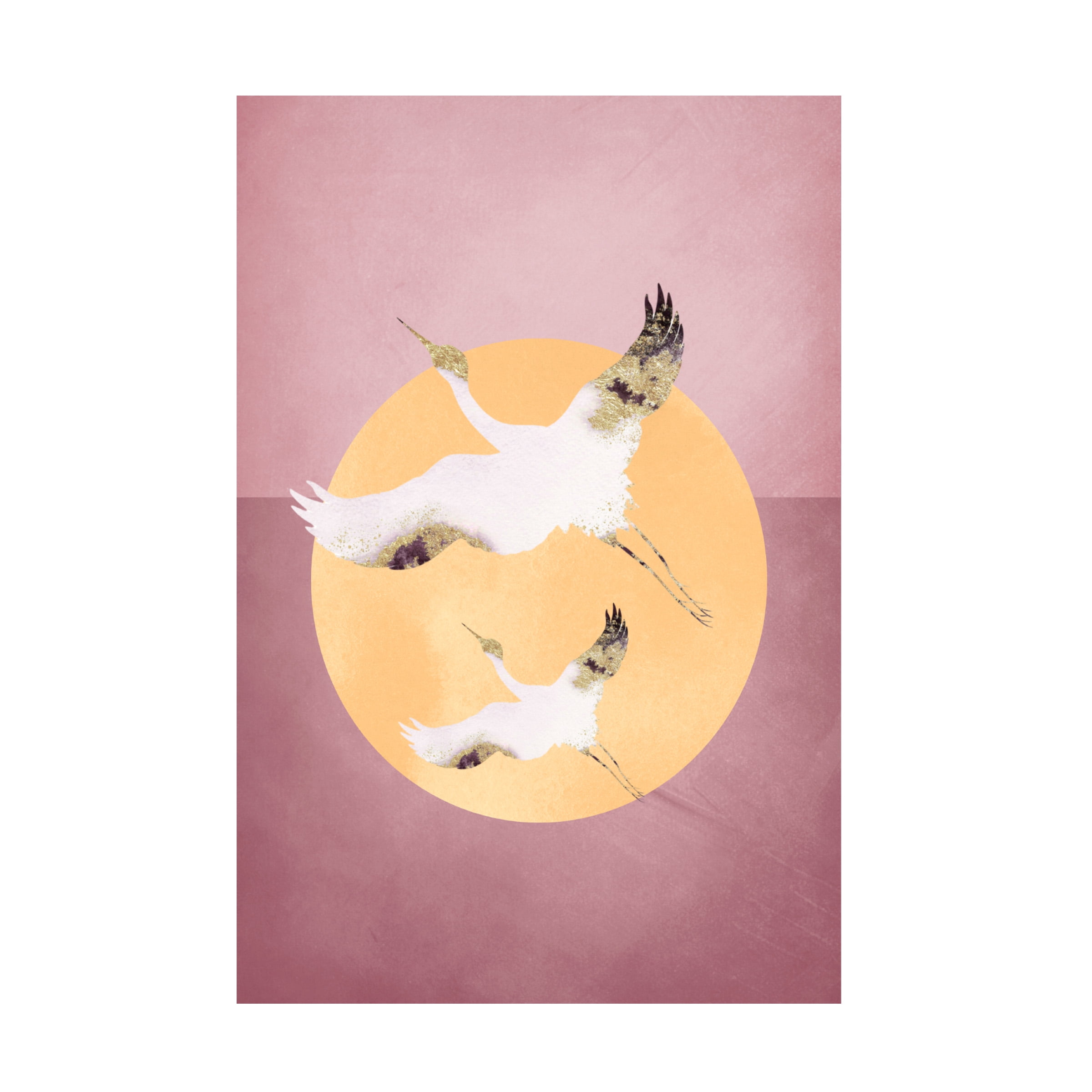 Aureous 'Pink Gold Crane' Canvas Art