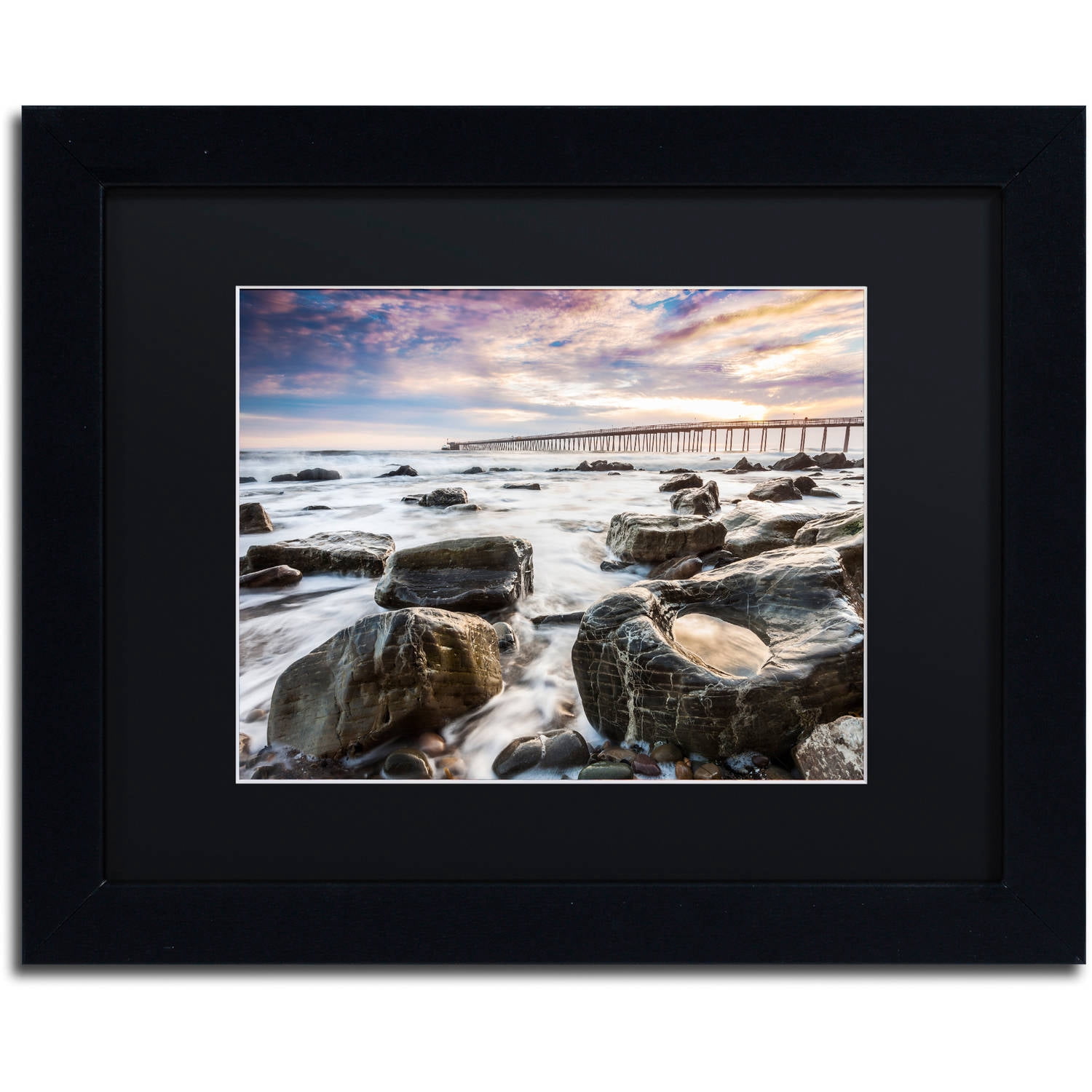 Chris Moyer 'Goleta Shores' Black Matted Framed Art