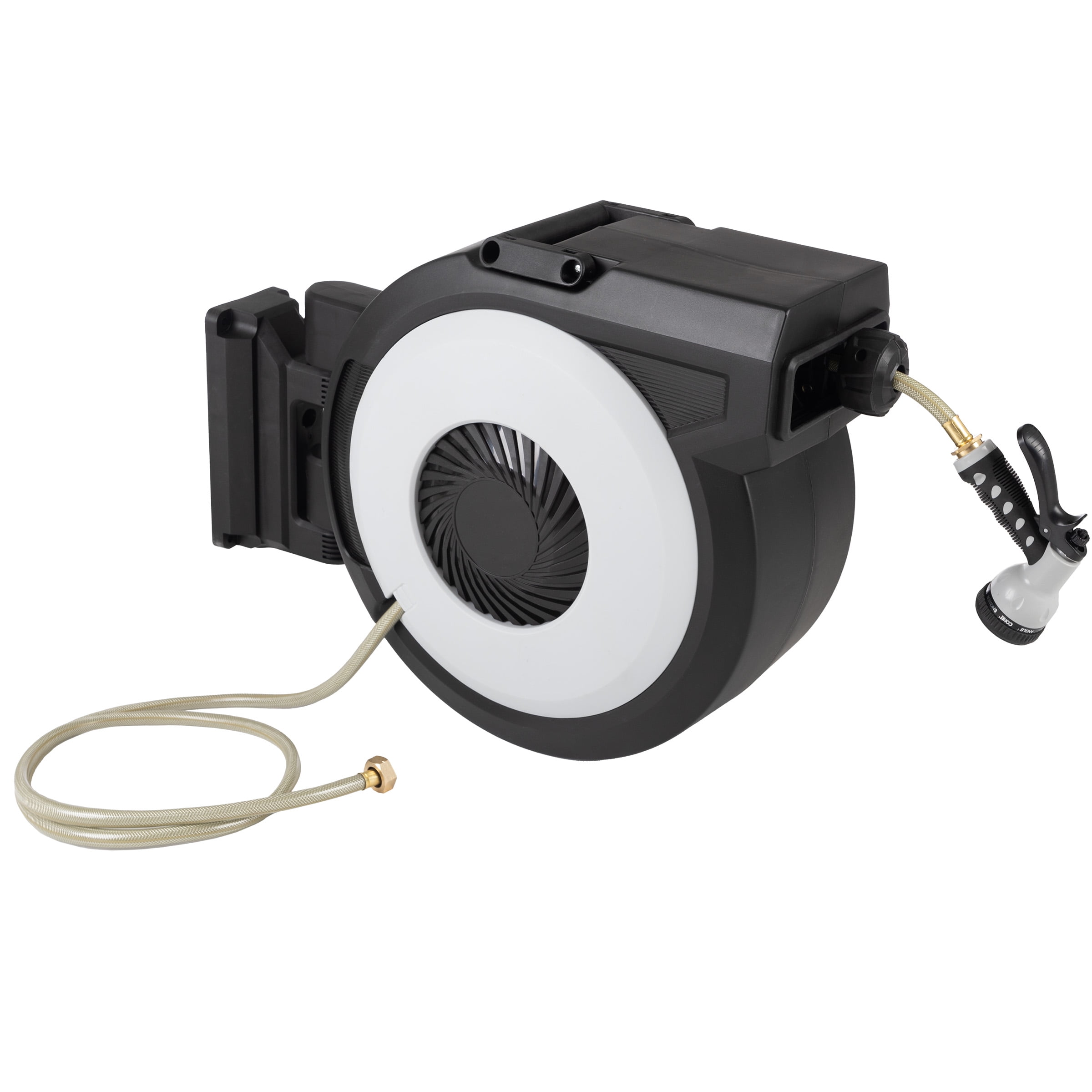 Pure Garden 124 FT Retractable Hose with Wall Reel and 9 Nozzle Patterns
