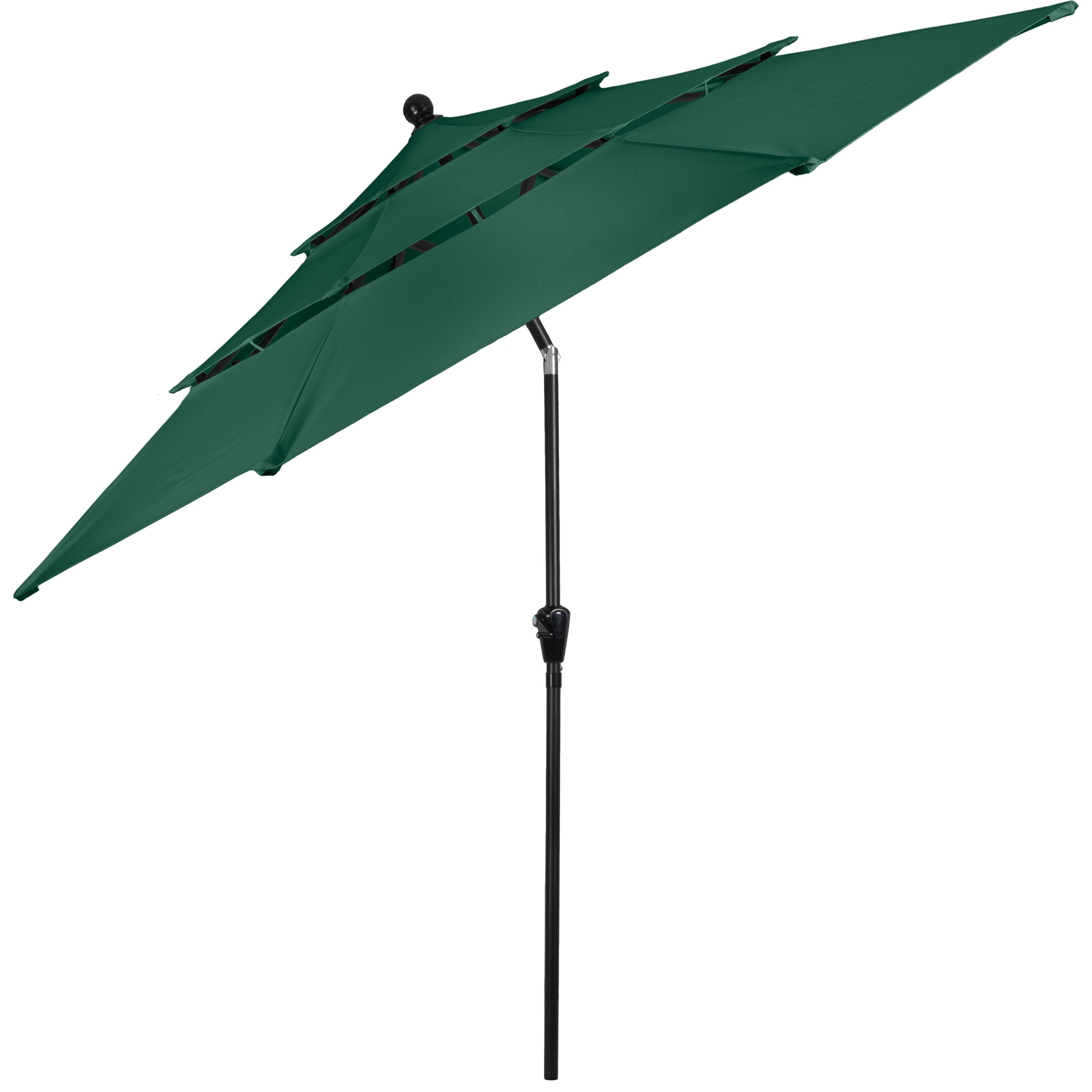 Pure Garden 10 ft Patio Umbrella - 3-Tier Outdoor Sunshade, Hunter Green