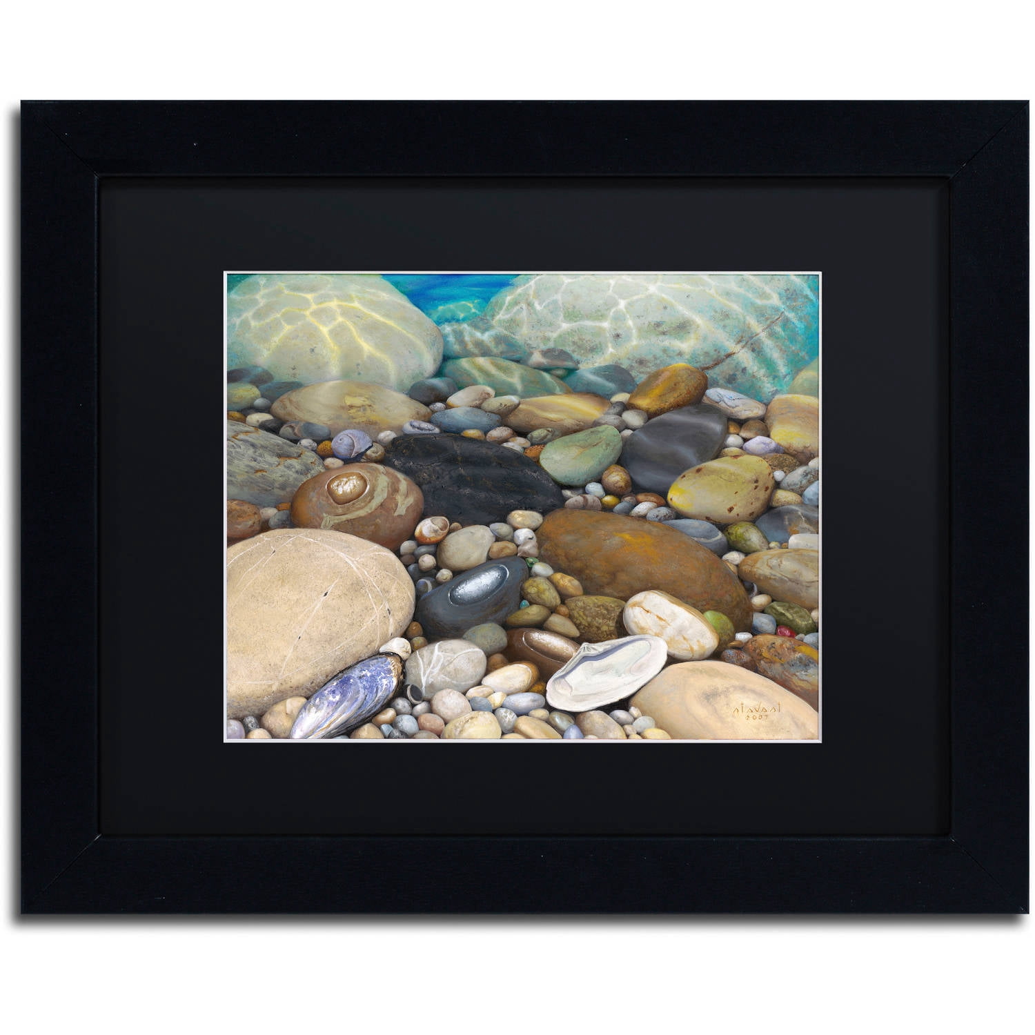 Stephen Stavast 'Shoreline Treasures' Black Matted Framed Art