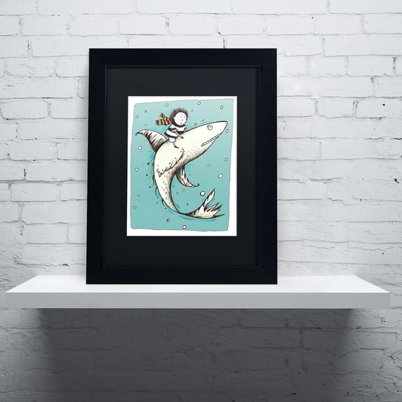 Carla Martell 'Fish Boy' Black Matted Framed Art