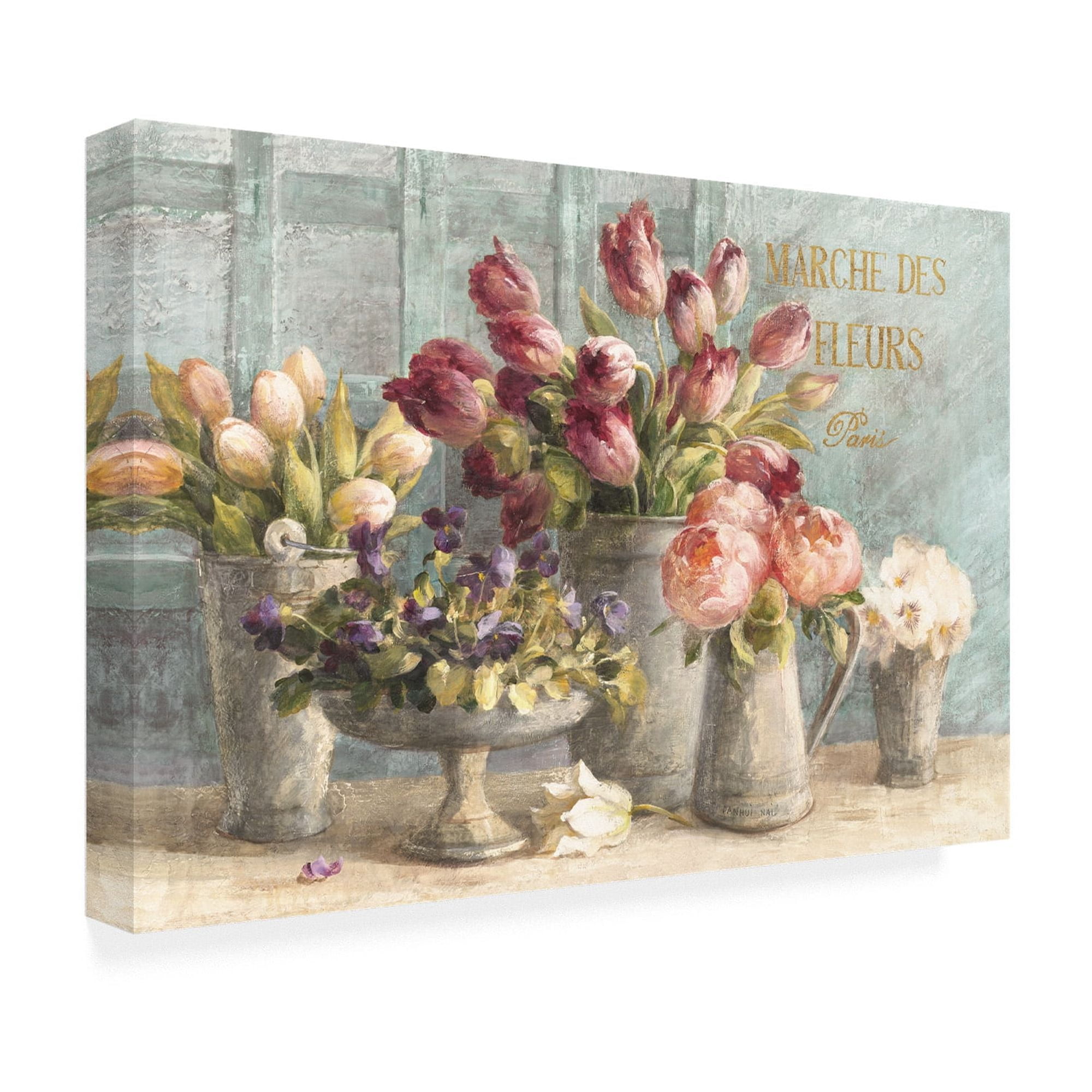 Marche Des Fleurs Blue Gold Floral Canvas Art 22'' x 32''