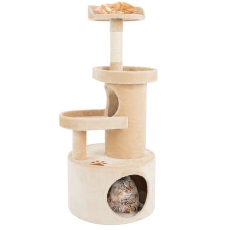4-Tier Cat Tower - 3 Napping Perches Cat Condo with Tunnel Sisal Rope Scratching Post ' C