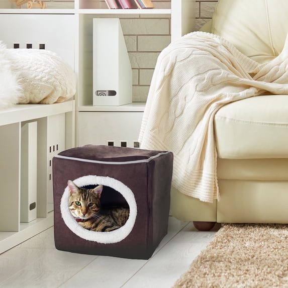PETMAKER Cat House for Rabbits, Guinea Pigs, and Small Animals, Dark Brown