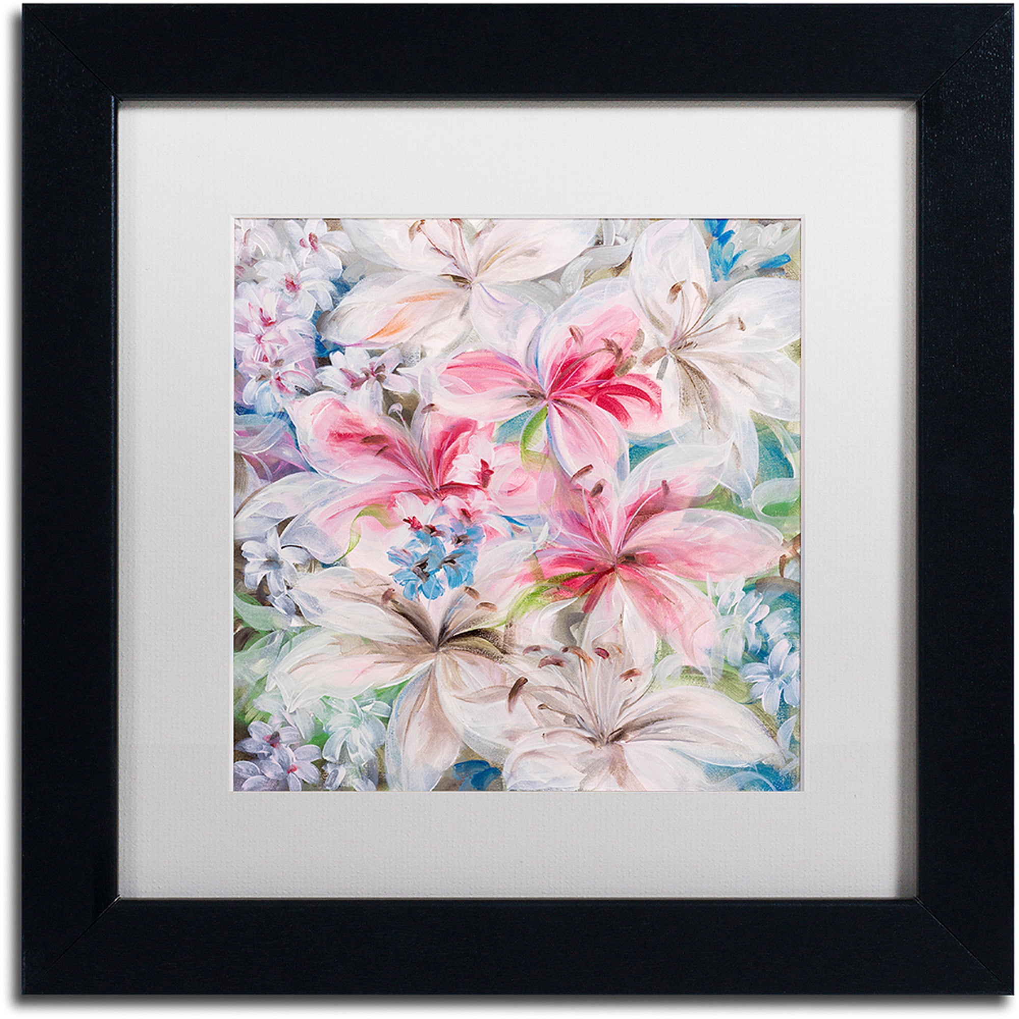 Li Bo 'Lily Patch' Matted Framed Art
