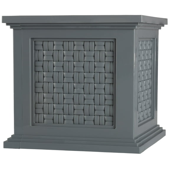 Pure Garden Outdoor Rattan Style Planter Box - 14.65-Inch Plant Pot, Gray
