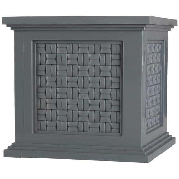 Pure Garden Outdoor Rattan Style Planter Box - 14.65-Inch Plant Pot, Gray
