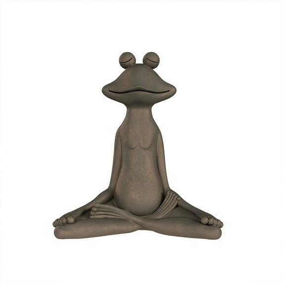 Pure Garden Meditating Frog Yard Statue - Zen Yoga Resin Sculpture, Bronze