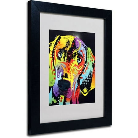 Matted art under acrylic in a black frame